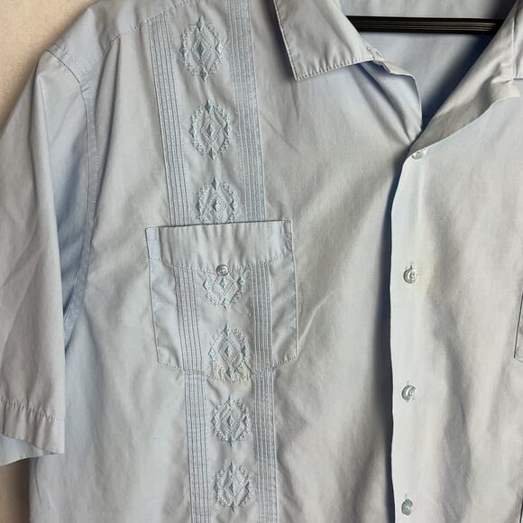 Cubavera Button Up Embroidered Shirt Adjustable Waist lot of 2 Black Blue XXL - Picture 9 of 15